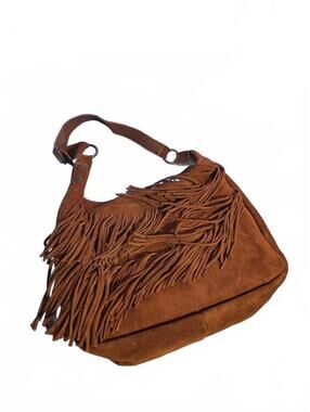 Minnetonka Genuine Leather Brown Suede Fringe Shoulder Bag